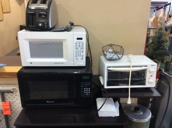 Microwave coffee pot & rack.
