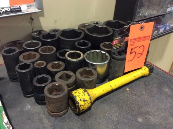 Assorted impact sockets.