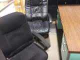 2-office chairs; steel desk; 3-side chairs; steel table; wood cabinet.