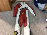 Pro Sport leather motorcycle racing suit (Red).