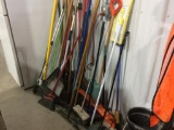 Brooms; squeegees; shovels; rakes.