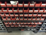 Parts organizer w/ various hydraulic hose fittings.