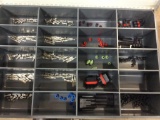4 - drawers of Metri Pack fittings; brass fittings, carriage bolts.