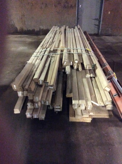 Large lot of wood hand rails.