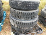 4 - stacks of assorted truck tires; (16 - tires).