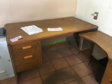 1 - steel & 2 - wood office desks.