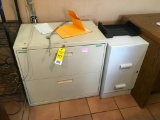 3 - assorted file cabinets & wood cabinet.