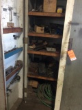 Lot of misc. tools in wood cabinet.