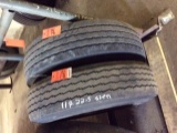 2 - 11R 22.5 used tires on steel & aluminum rims; (2 TIMES THE MONEY).