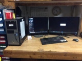 LG desktop computer w/ 2 - monitors; keyboard & HP office Jet printer.