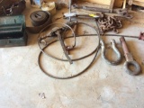 Lot of misc. & chokers; straps; turn bucket; chain; clevis.
