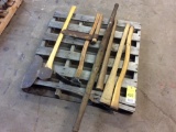 Pallet w/ broad axe; adz; wood handles.