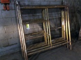3 - rings of Biljax 5' scaffold w/ braces; safety rail; planks.