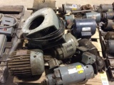 Pallet of assorted electric motors.