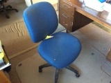 Blue office desk chair.