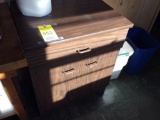 Wood table & cabinet; (No Contents).