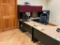 U shaped desk w/ credenza & 3-drawer file cabinet.