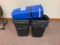7 black & 10 blue waste bins.