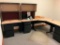 L - shaped desk w/ credenza & 3 -2 drawer file cabinets.