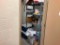 metal rack w/ 5 shelves & contents of room: Kerby vac, 2 coolers, etc.