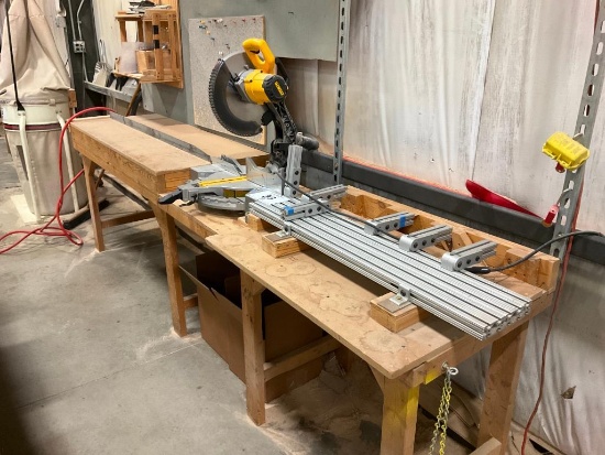 DeWalt DW 715 mitre saw on table.