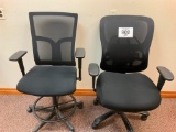 2 - black rolling desk chairs (2 x Money).