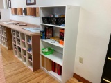 2 - white 4 shelf bookshelf.