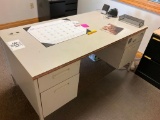 white office desk w/ 4 drawers.