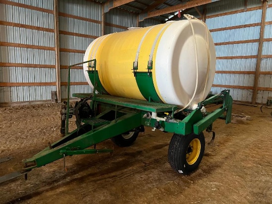 Contree Built 500-gallon pull behind tank w/ Banjo ground drive pump, used with John Deere 725