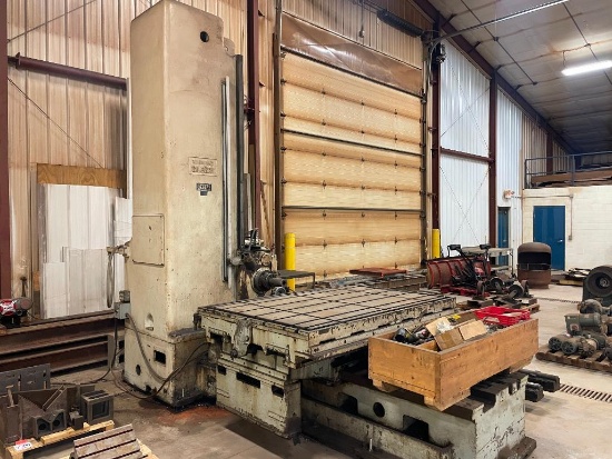 Cincinnati Gilbert horizontal boring bar; 4 ft x 6 ft table w/ DRO Pros; w/ side bed rails &