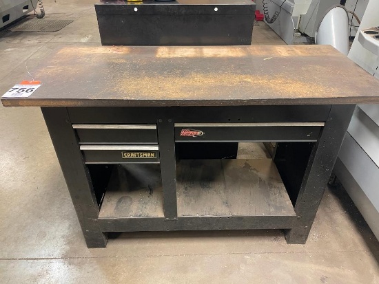 23 in x 54 in work bench w/ three drawers.
