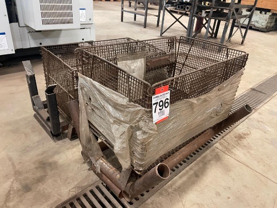 2 - wire baskets on steel stands.