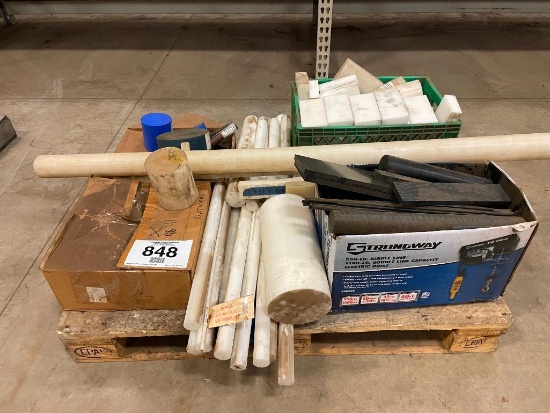 Pallet of assorted plastic.