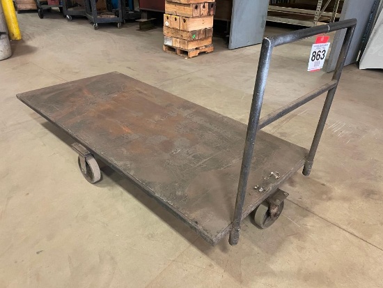 Steel platform cart w/ four wheels. 37 in x 83 in.