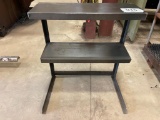 Two-tier steel shelving unit.