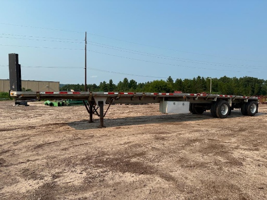 1995 Benson 48' spread axle aluminum flatbed trailer, 11R24.5 tires, aluminum wheels, air