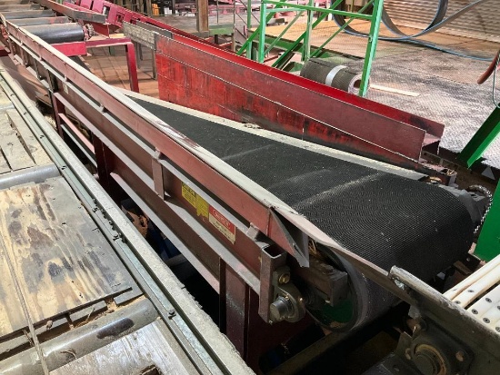 Mellott 24" x 15' slab belt drop conveyor w/ electric drive & substructure.