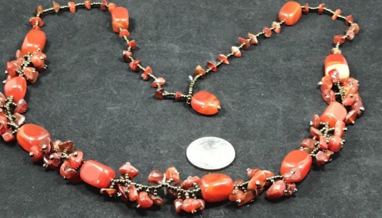 Vintage Carnelian Cluster Necklace