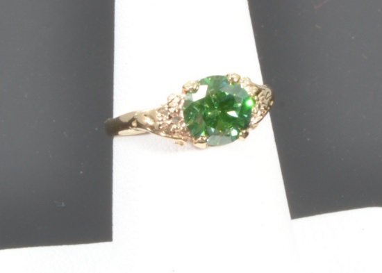 1.67ct I1 Fancy Green Diamond Ring