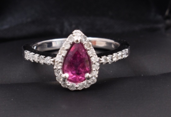 Natural Pink Sapphire And Diamond Ring