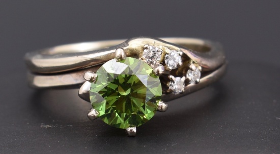 1.01ct Fancy Light Green Diamond Engagement Ring