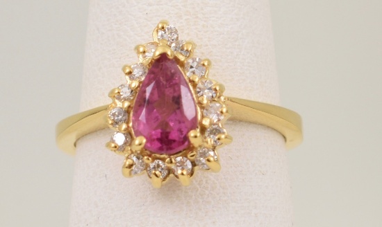 Pink Sapphire Diamond Ring