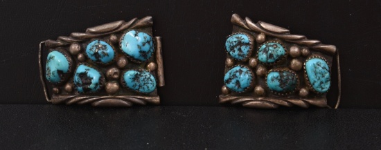 Old Pawn Sterling Silver And Turquoise Watch Tips