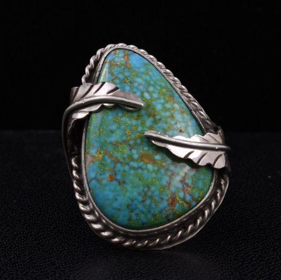 Native American Sterling Silver And Kingman Turquoise Ring