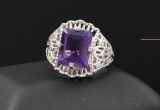 Sterling Silver And 4.5ct Amethyst Ring