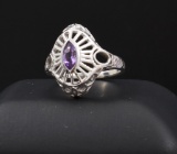 Sterling Silver And .35ct Amethyst Ring