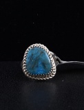 Signed Sterling Silver And Stormy Mountain Turquoise Ring