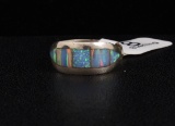 Signed Sterling Silver And Striped Opal Ring