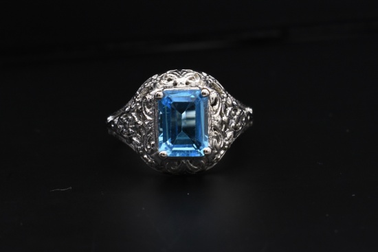 2ct Blue Topaz in Sterling Silver Ring