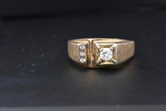14k Yellow Gold Men's Diamond Ring